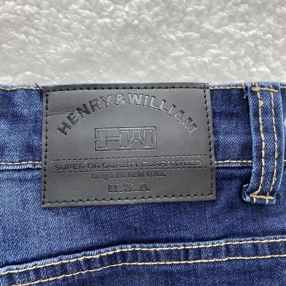 Henry & William Jeans Mens 42x32 Blue Relax Fit Distressed American Preppy Denim - Picture 11 of 16
